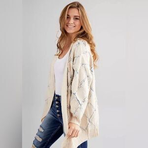 Gilded Intent Pulled Stitch Cardigan Sweater Size Medium.